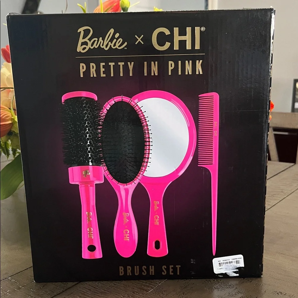 CHI x Barbie Pretty In Pink Brush & Mirror Set
